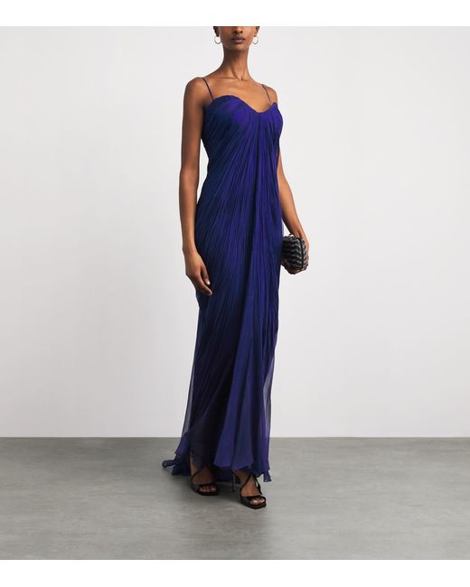 Maria Lucia Hohan Blue Silk Victoria Maxi Dress