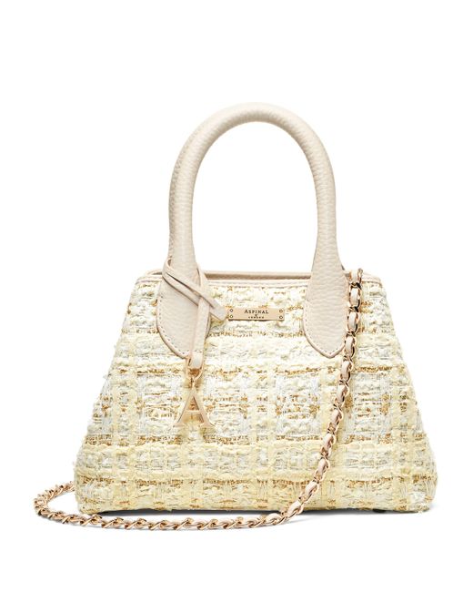 Aspinal Natural Mini Tweed Paris Top-Handle Bag