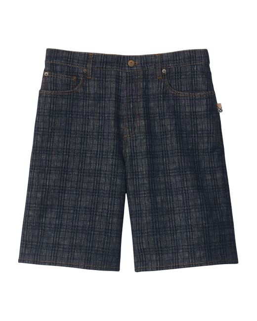 Burberry Blue Check Denim Shorts for men