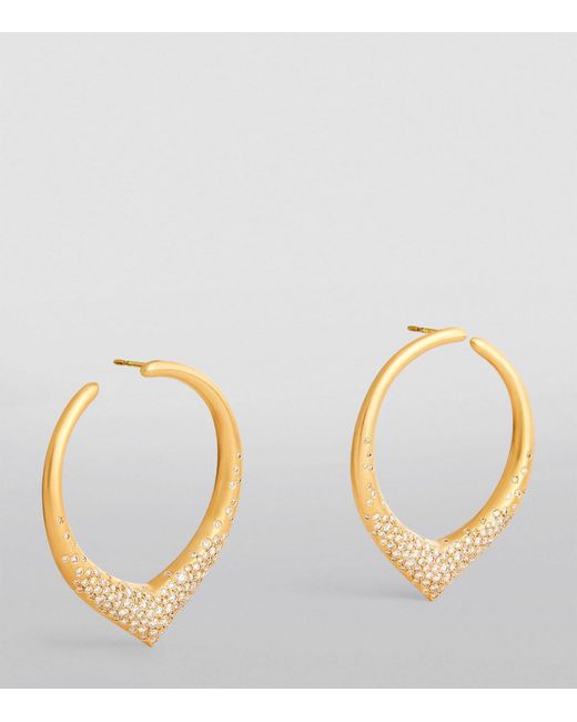 Nada Ghazal Metallic Yellow Gold And Diamond Doors Of Opportunity Medium Hoop Earrings
