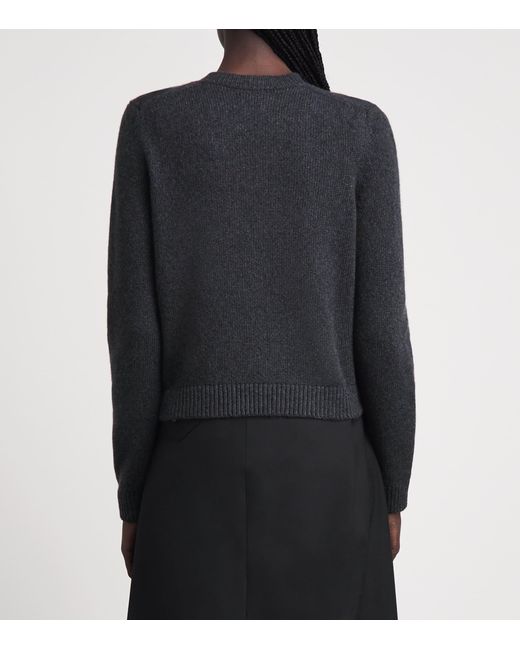 Khaite Blue Cashmere Crew-Neck Leta Sweater