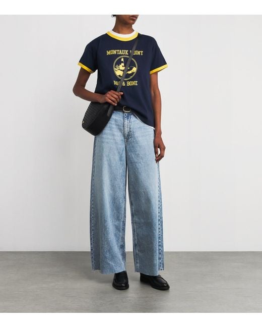 Rag & Bone Blue Featherweight Sofie High-Rise Wide-Leg Jeans