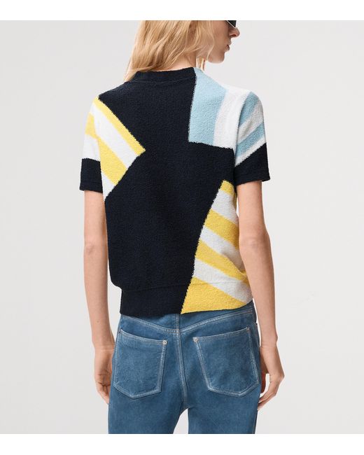 Loewe Blue Geometric Short-Sleeve Sweater