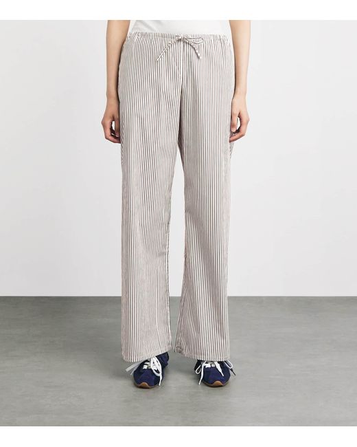 Suzie Kondi Gray Cotton Stripe Pan Trousers