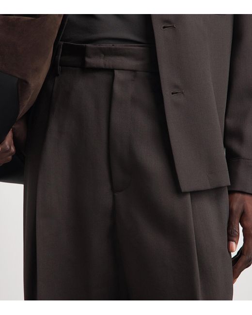 Barena Black Virgin Wool Pleated Trousers for men