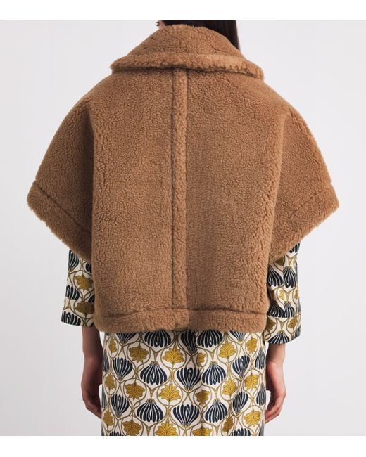 Max Mara Brown Wool-Silk Cape Coat