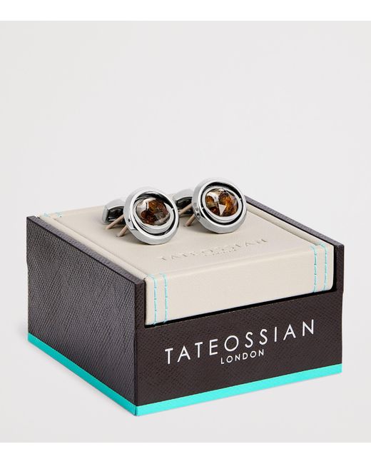 Tateossian Black Graffiato Stony-Iron Meteorite Cufflinks for men