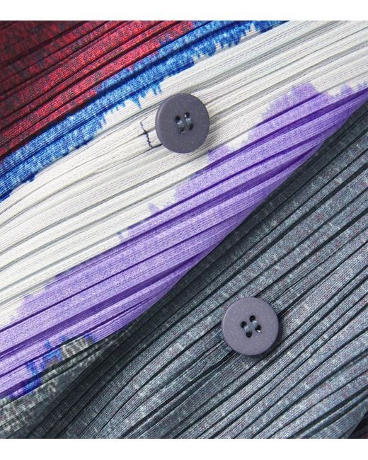 Pleats Please Issey Miyake Blue Grainy Colors Top