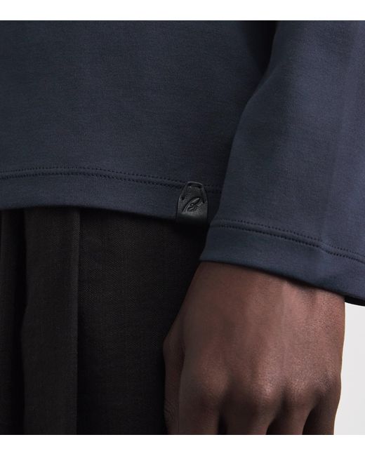 Brioni Blue Cotton Long-Sleeve T-Shirt for men