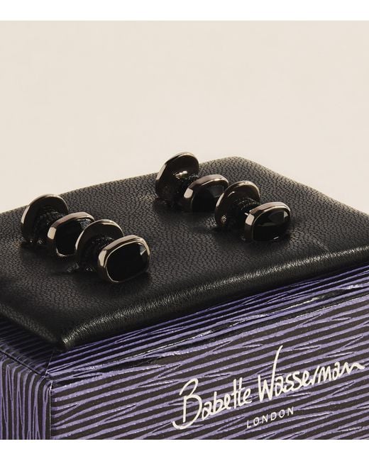 Babette Wasserman Natural Rhodium-Plated Swarovski Crystal Cufflinks for men