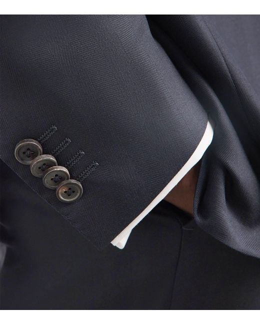 Corneliani Blue Wool Herringbone 2-Piece Suit for men