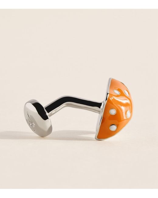 Babette Wasserman Natural Rhodium-Plated Mushroom Cufflinks for men
