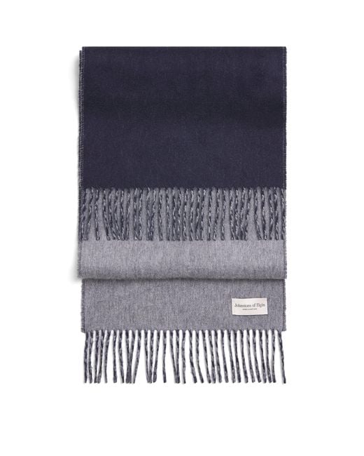 Johnstons Blue Cashmere Double-Face Scarf for men