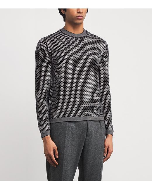Emporio Armani Gray Virgin Wool Textured Sweater for men