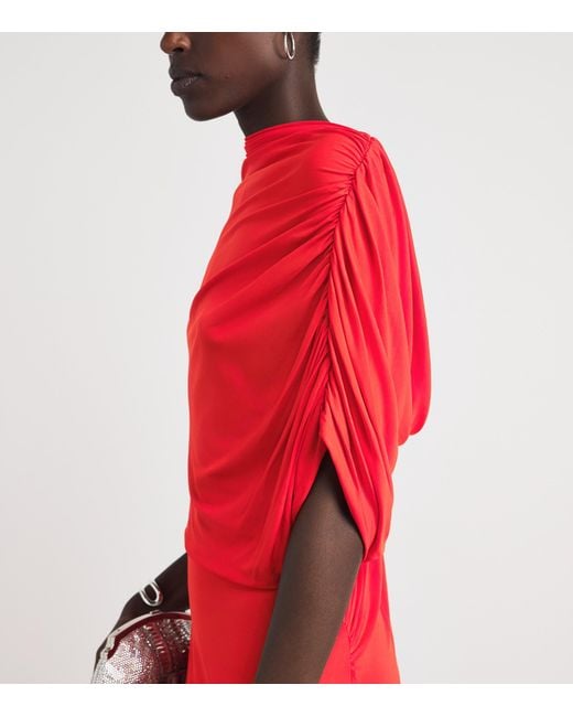 Alex Perry Red Jersey Draped Gown