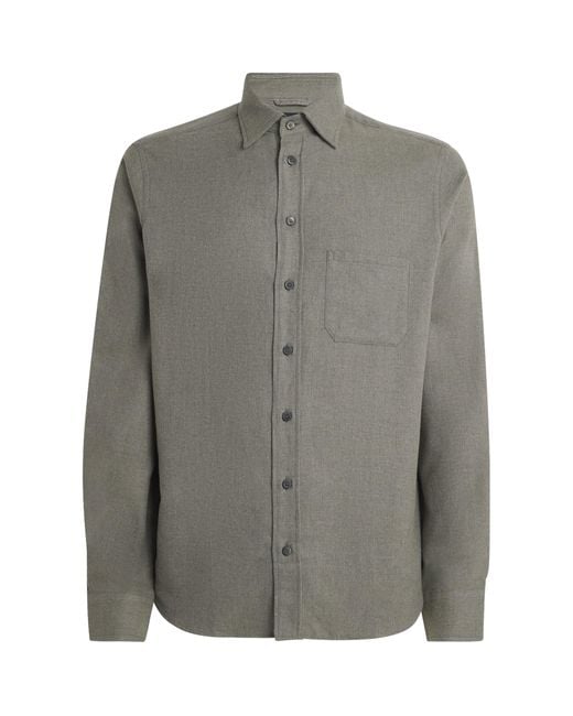 Sease Gray Cotton Button-Up Shirt for men