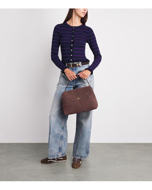 Sandro Purple Suede Le Grand Bazaar Top-Handle Bag
