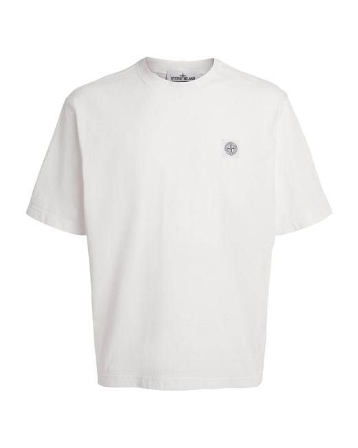 Stone Island White Organic Cotton Ghost T-Shirt for men