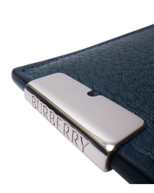 Burberry Blue Calfskin Zip Card Holder for men