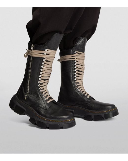 Rick Owens Black Dr. Martens 1918 Full-grain Leather Boots for men