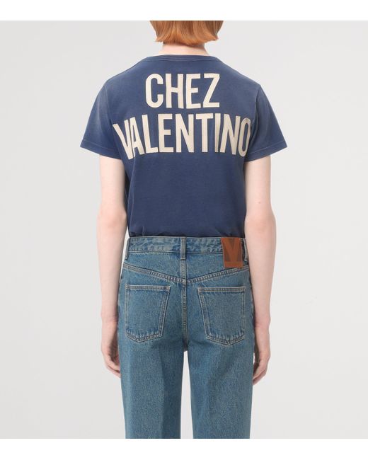 Valentino Cotton Printed T-Shirt in Blue for Men | Lyst