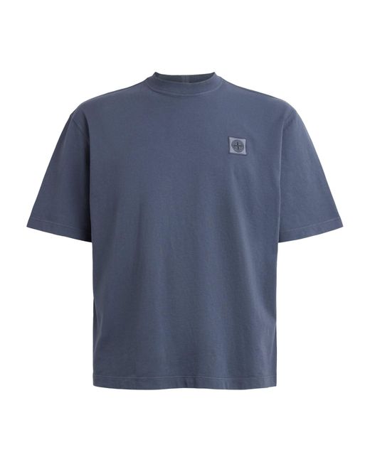 Stone Island Blue Cotton Compass T-Shirt for men