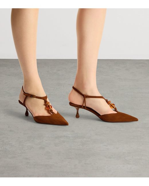 Jimmy Choo Brown Lauri 50 Suede Slingback Pumps