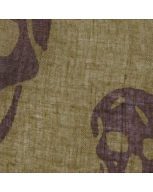 McQueen Green Modal-Silk Skull Scarf for men