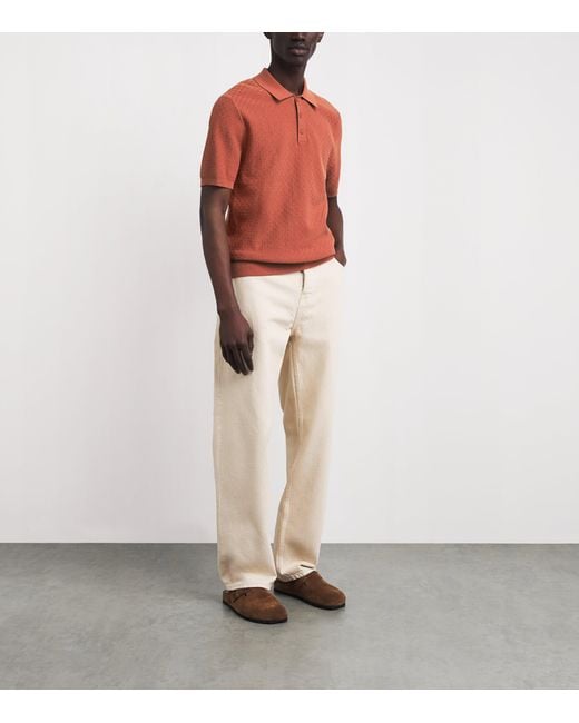 Wax London Orange Cotton-Cashmere Naples Polo Shirt for men