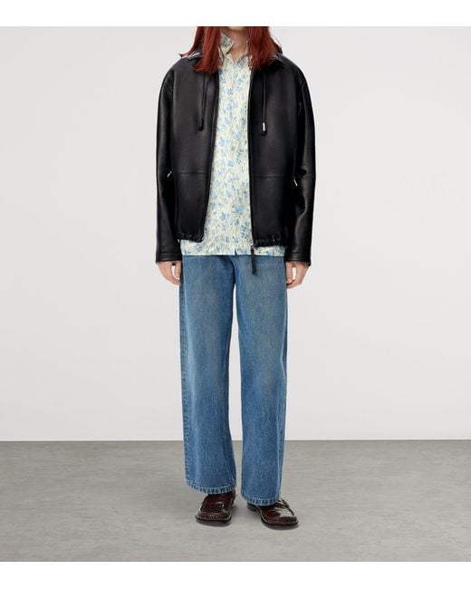 Loewe Black Leather Track Jacket for men