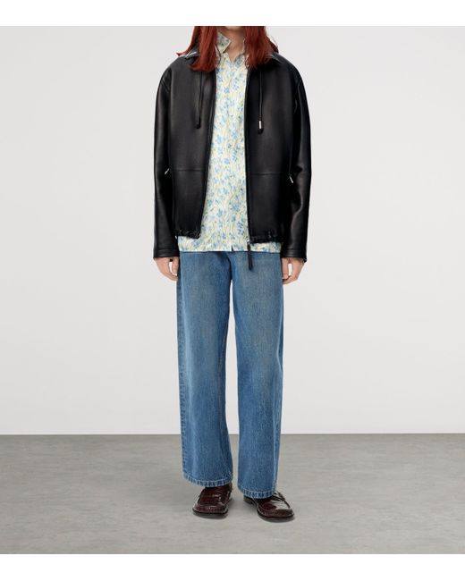 Loewe Black Leather Track Jacket for men