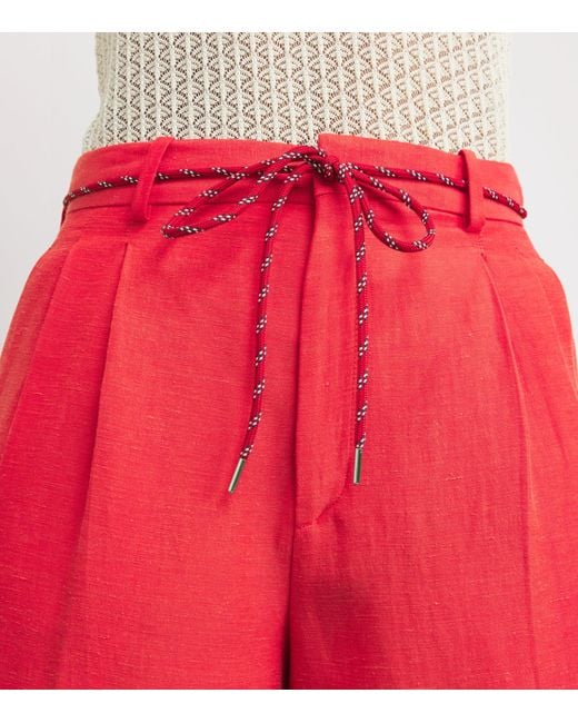 Sandro Red Drawstring Wide-Leg Trousers