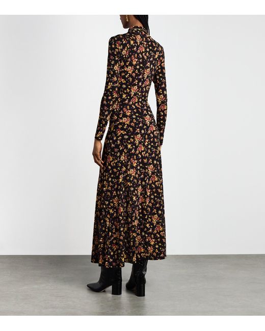 Ulla Johnson Brown Gathered Floral Midi Dress