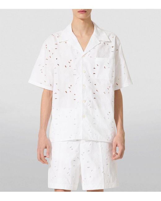 Valentino Garavani White Cotton-blend Bowling Shirt for men