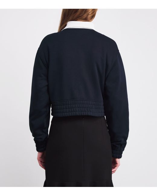 Sandro Cropped Dual-Tone Sweatshirt in Blue | Lyst