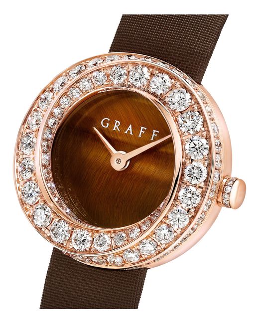 Graff Brown Rose Gold And Diamond Spiral Watch 23mm