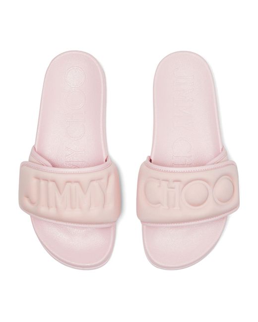 Jimmy Choo Pink Monnogram Fitz Slides