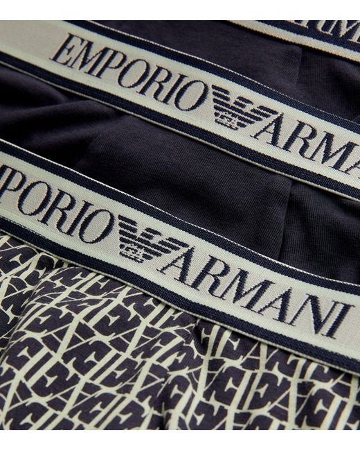 Emporio Armani Black Stretch-cotton Logo Trunks (pack Of 3) for men