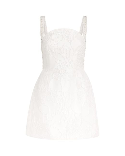 Rebecca Vallance White Jacquard Winslet Mini Dress