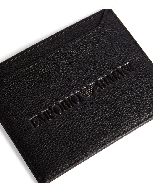 Emporio Armani Black Leather Logo Card Holder for men