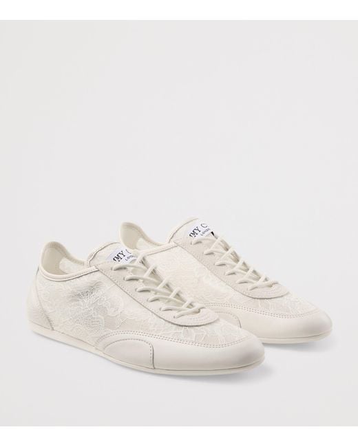 Jimmy Choo White Sunny F Leather-Lace Sneakers