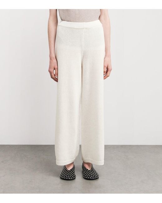 Iris Von Arnim White Knitted Payten Wide-Leg Trousers