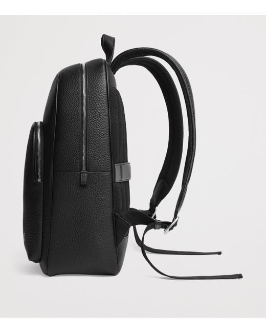 Carl Friedrik Black Leather Ayrton Backpack for men