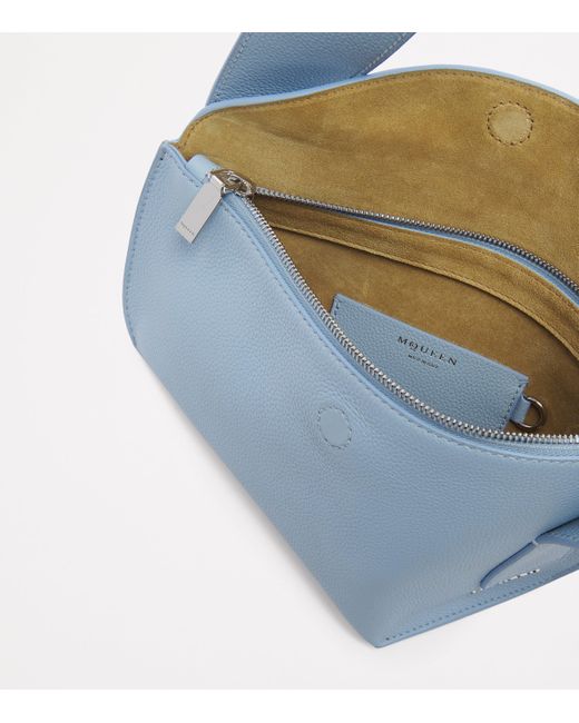 Alexander McQueen Blue Leather T-Bar Sling Cross-Body Bag
