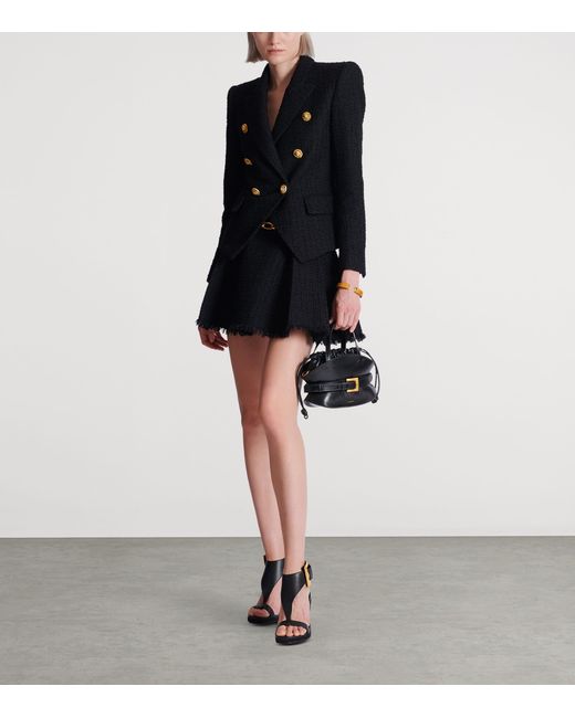 Balmain Blue Tweed Tailored Jacket