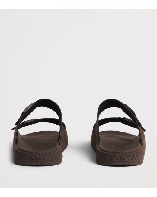 Boss Brown Faux Suede Surfley Slides for men