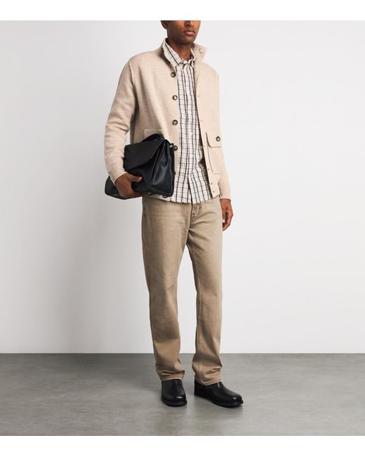 Allude Natural Wool-Cashmere High-Neck Cardigan for men