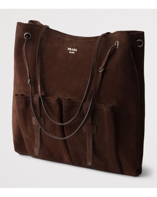 Prada Black Large Suede Route Shoulder Bag