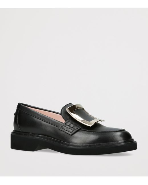Roger Vivier Black Leather Viv' Rangers Loafers