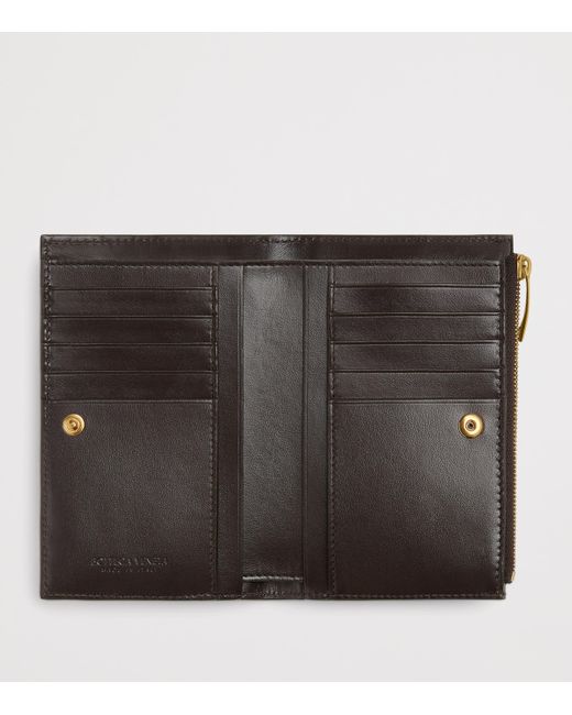 Bottega Veneta Gray Leather Intrecciato Bifold Card Holder